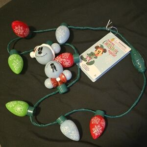 Mickey and Minnie Mouse Light-Up Holiday Glow Necklace, New With Tags